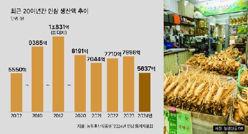 “지난해 인삼 생산액 급락…22년 만 최저”