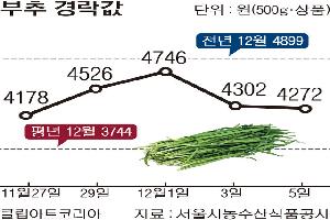 [한눈에 보는 시세] 부추, 가을장마 여파 물량 공백 탓 ‘강보합세’